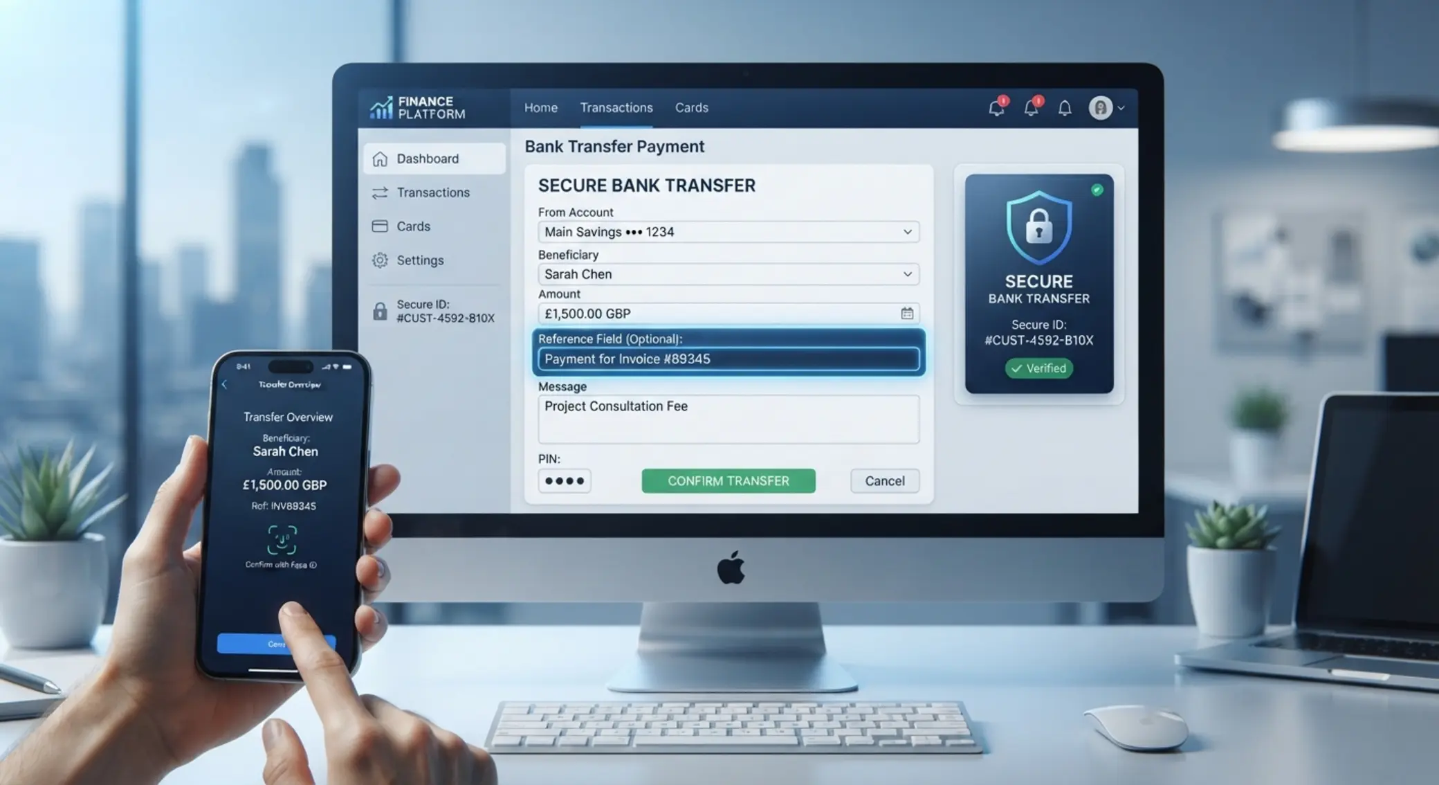 Customer ID and bank transfer reference illustration