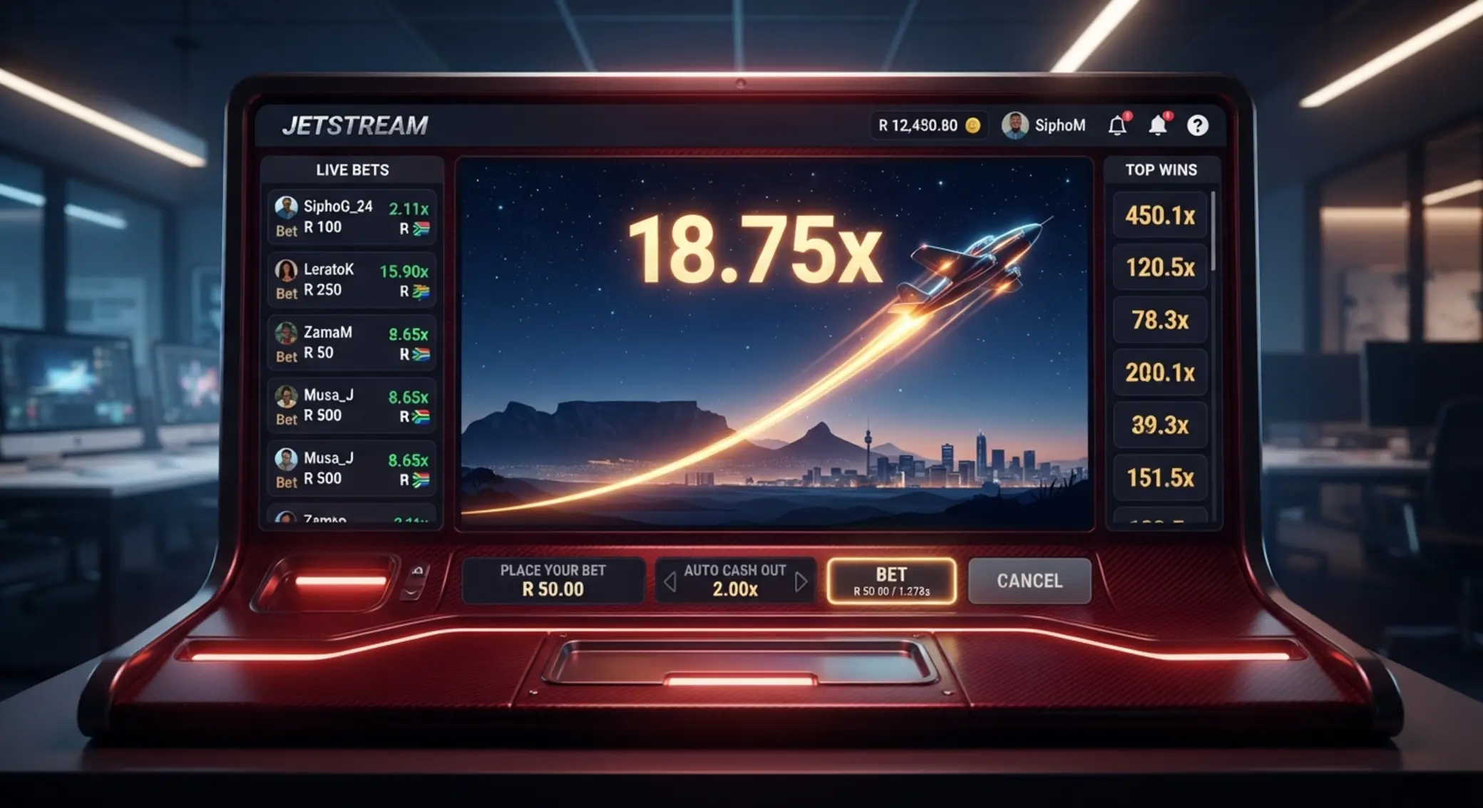 Aviator game interface with rising plane and multiplier on a BetX-style screen
