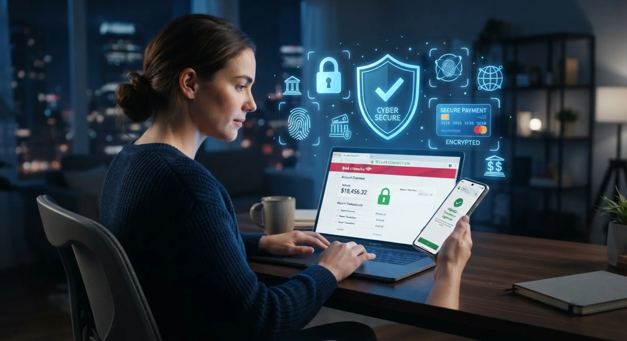 Secure banking and phishing protection illustration