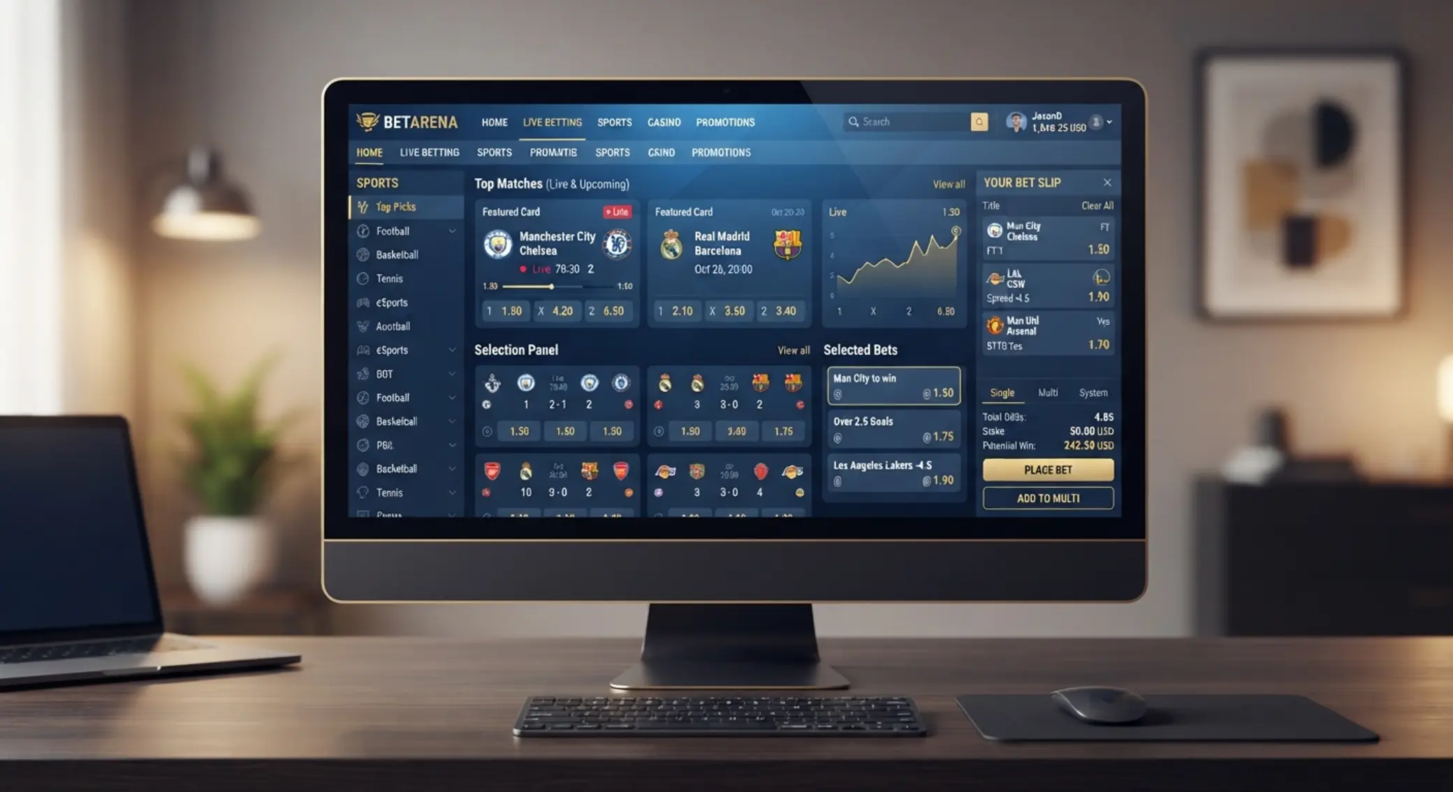 How online bet placement works on BetX style interface Generic online platform interface showing a sports selection and slip process