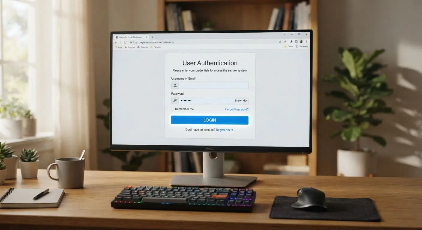 Desktop login page with highlighted sign-in button