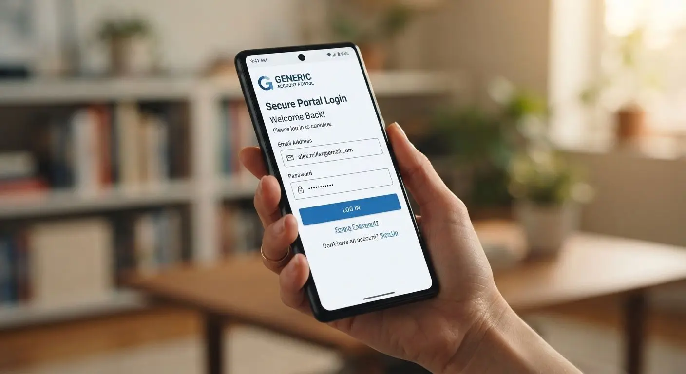 Smartphone with mobile account login screen