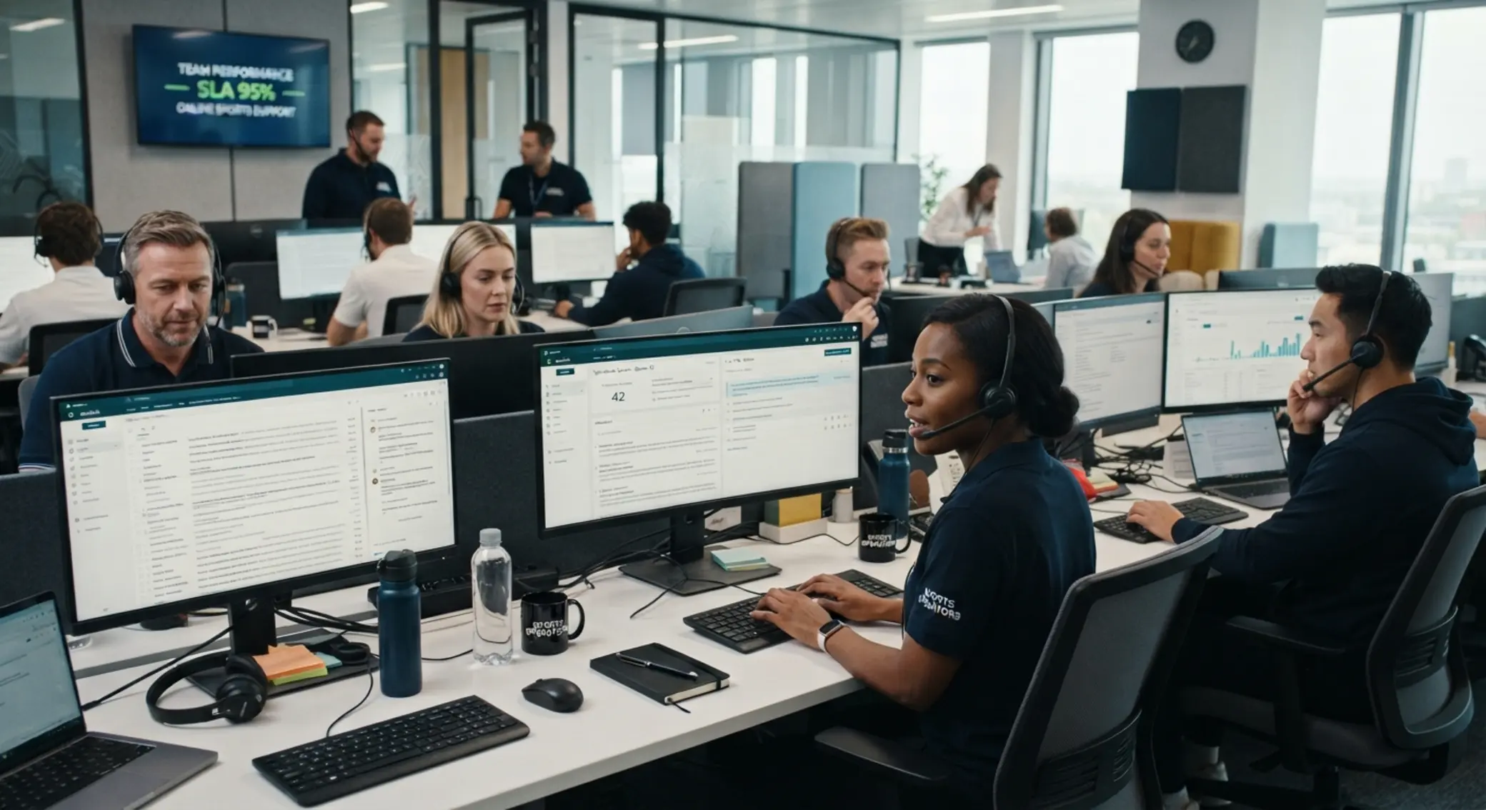 Support operators handling phone and email assistance for BetXchange users