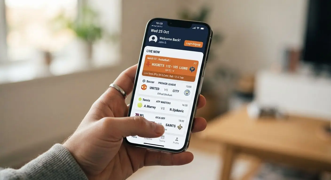 BetXchange mobile experience on smartphone Smartphone showing a generic BetXchange-style mobile home screen
