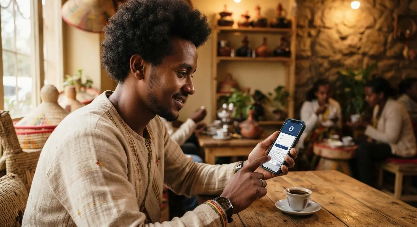 User in Ethiopia logging into Betx ET from a smartphone