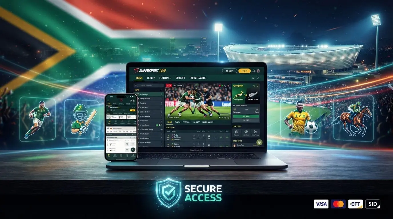 BetXchange South Africa themed hero banner with sports visuals and secure online platform styling