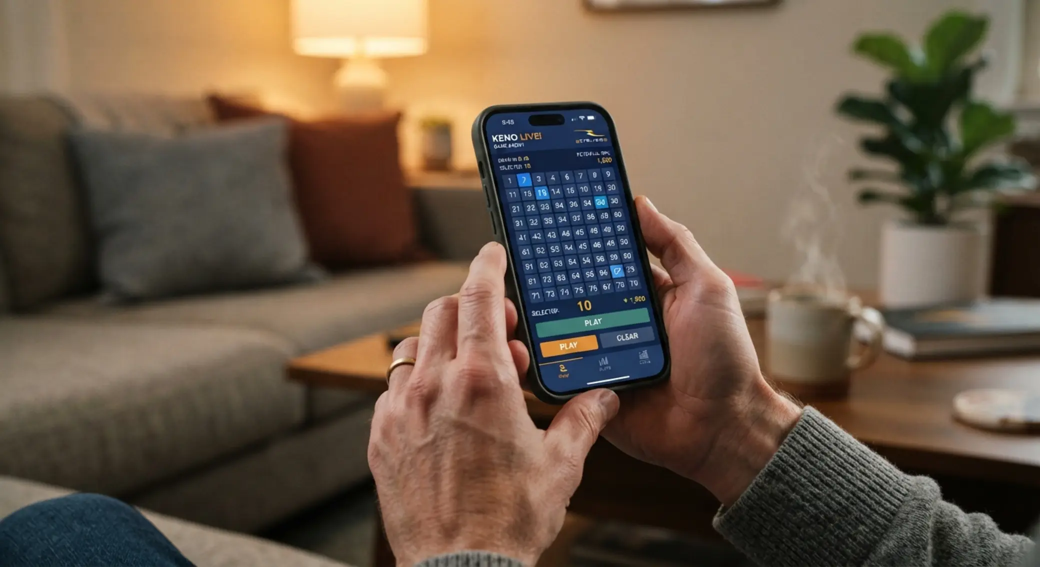 Mobile BetX Keno play on smartphone with digital number board