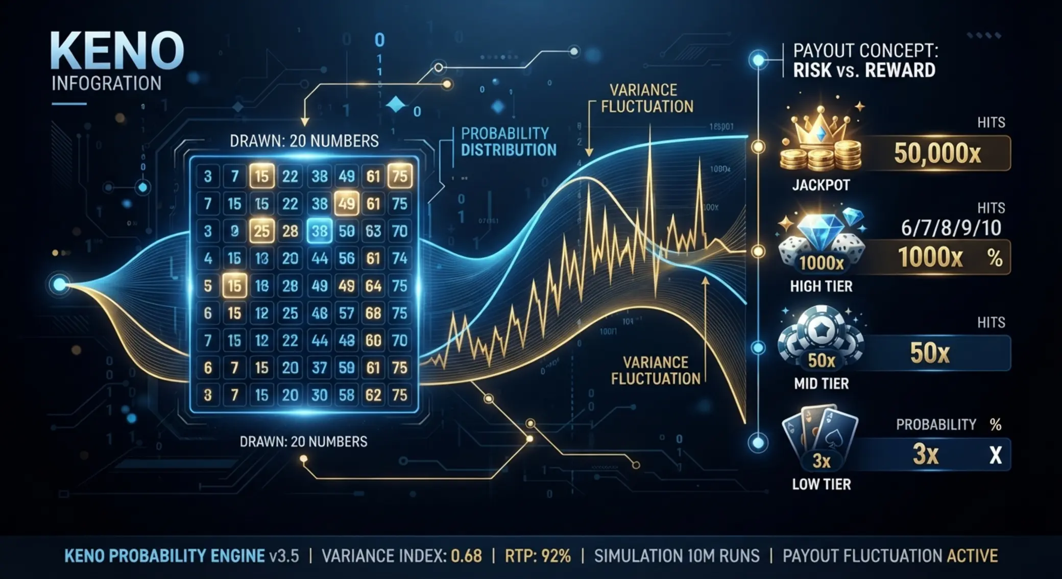 Concept image showing keno variance and payout patterns