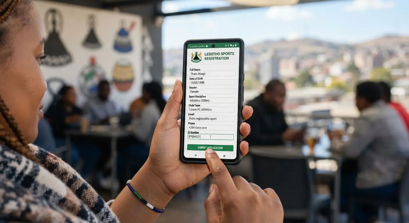 BetX Lesotho Mobile Registration on Smartphone Smartphone showing an online registration form for mobile account signup