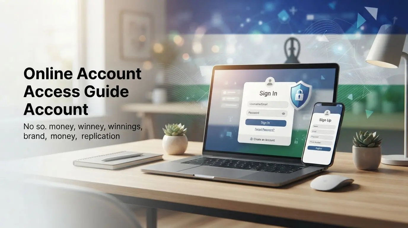 BetX Lesotho login banner with laptop and smartphone account access visuals