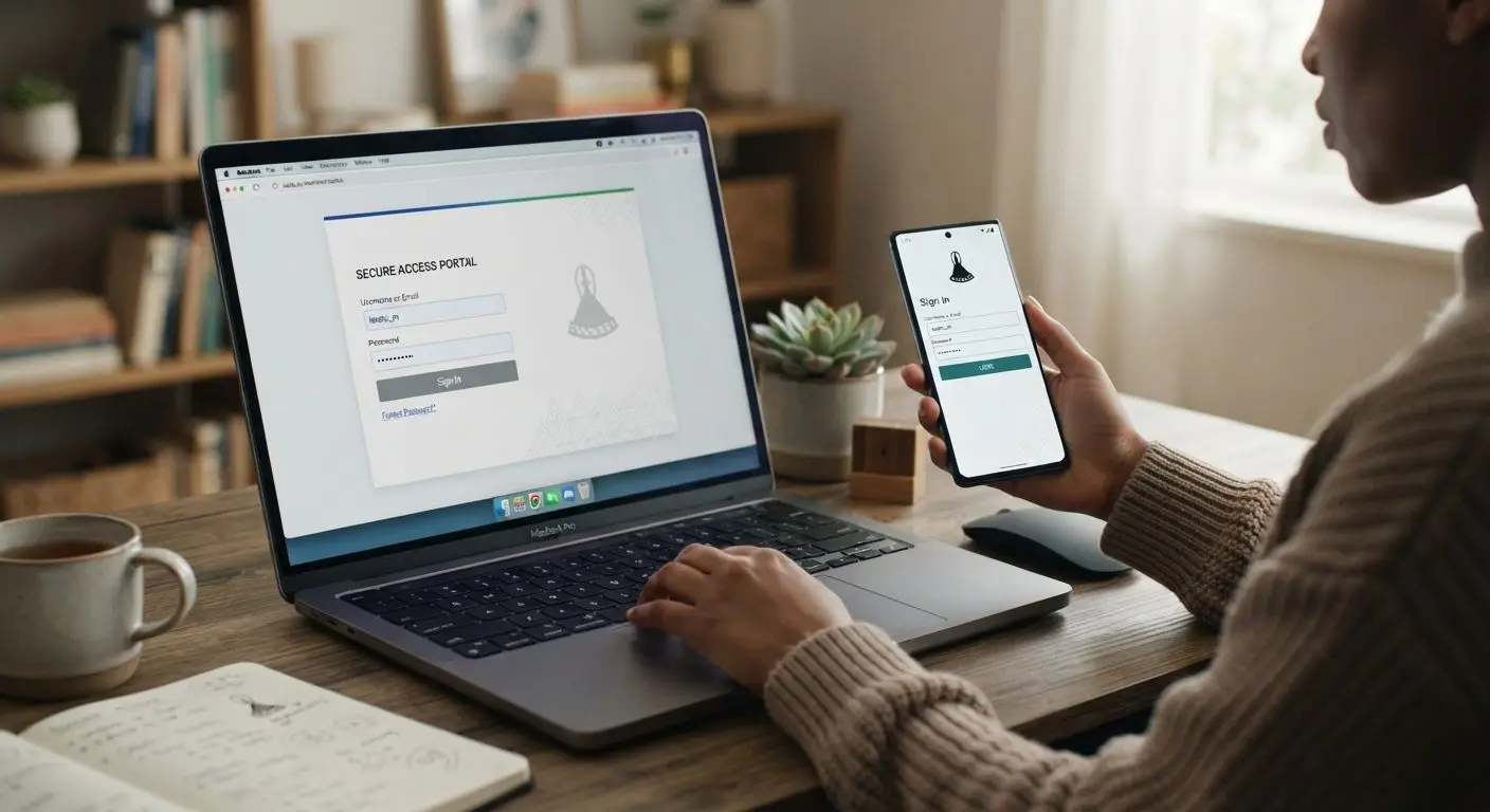 BetX Lesotho Login on Desktop and Mobile BetX Lesotho login process on laptop and smartphone