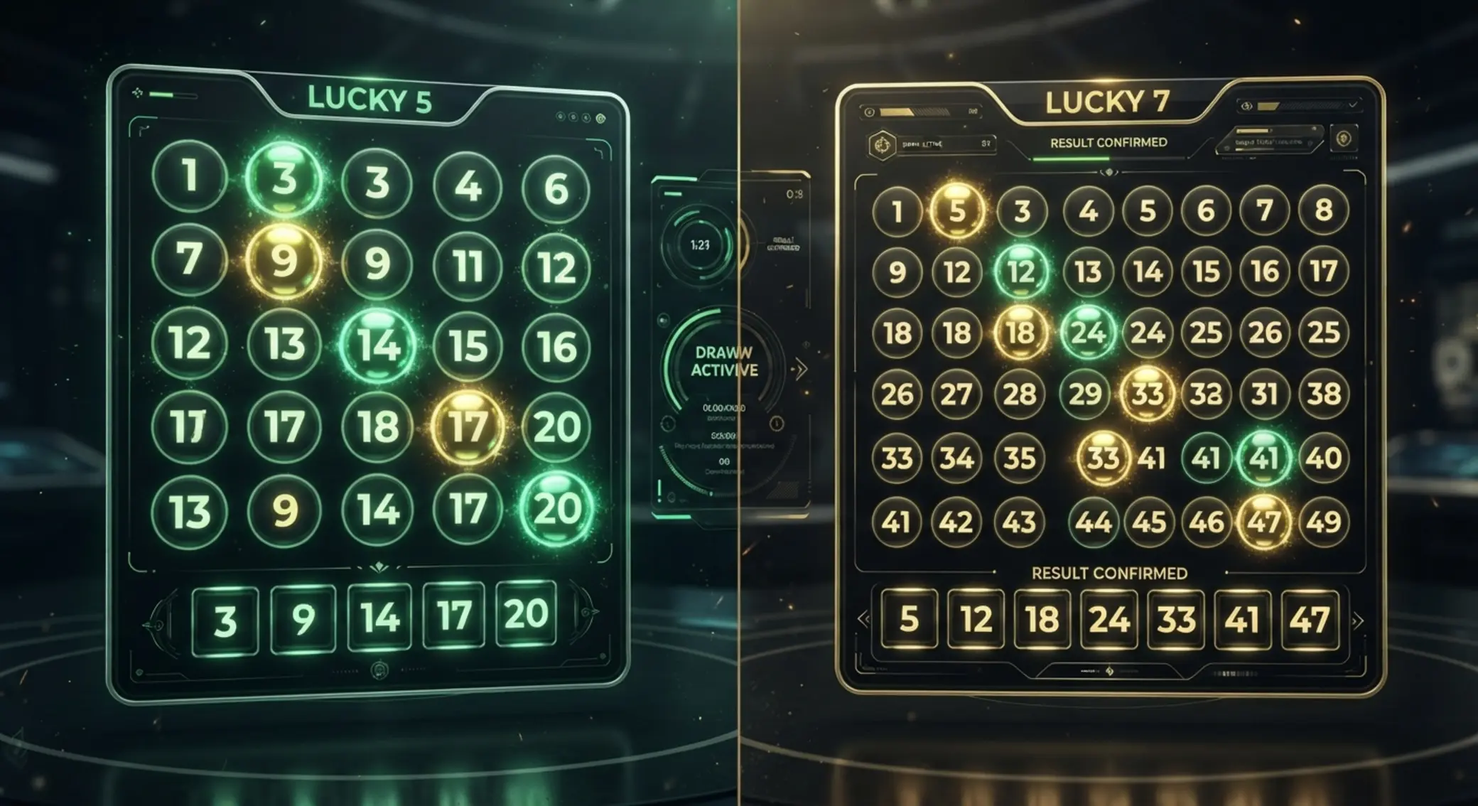 Comparison illustration of two Lucky Numbers game panels