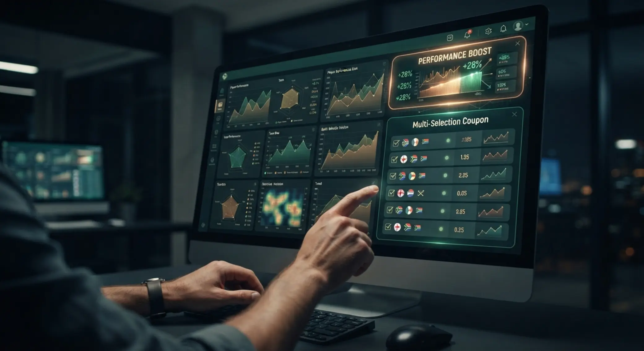 BetXchange sports multibet deals illustration Sports multibet style interface with highlighted bonus boost area